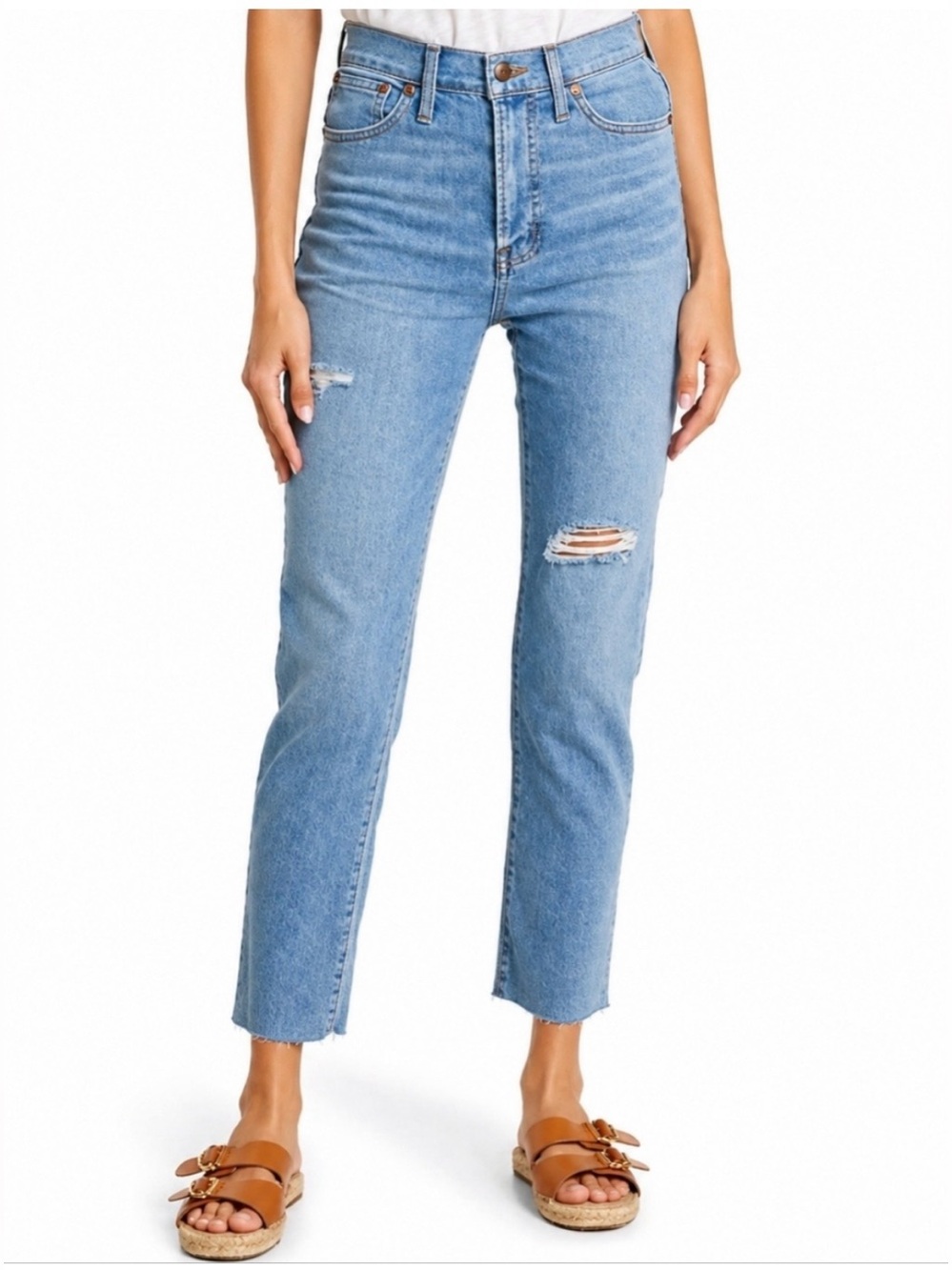 🧺MADEWELL The Perfect Vintage Jean Size 28 Distressed Straight Leg Raw Hem M9244 - Picture 9 of 9